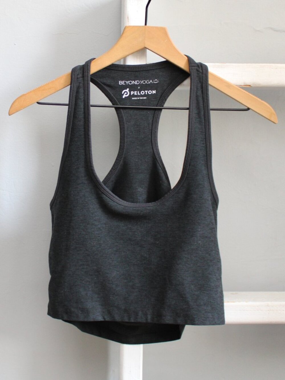 Beyond Yoga x Peloton Slip Open Crop Tank Top Black & White Spacedye Size XL - Picture 2 of 7